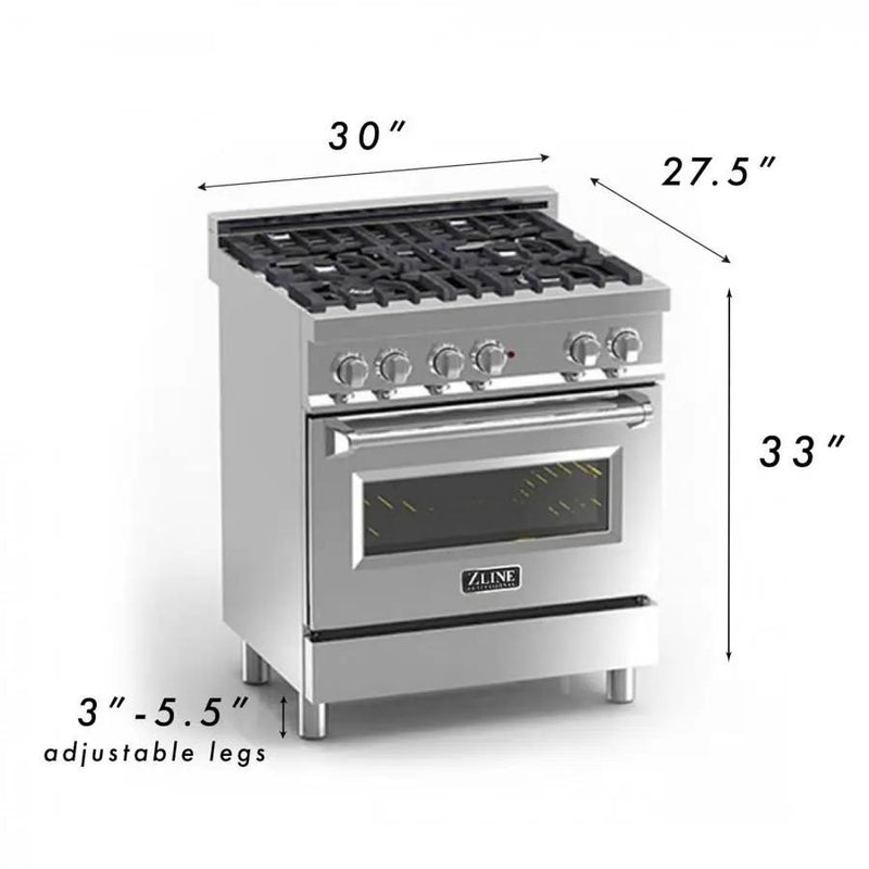 ZLINE 30" Professional Dual Fuel Range, White Matte Door, RA-WM-30 by Farmhouse Kitchen and Bath
