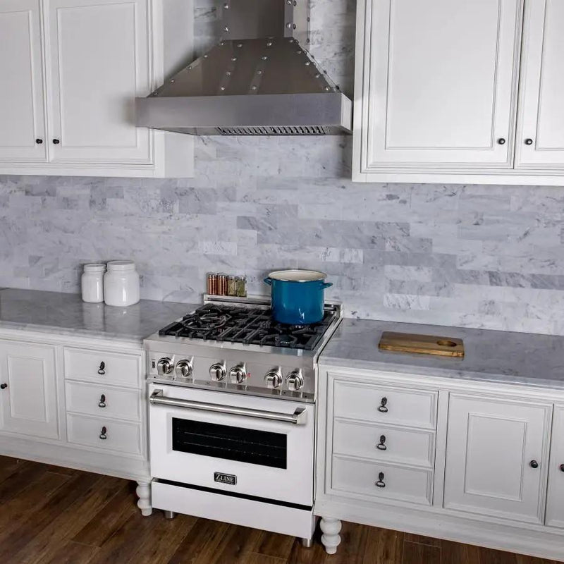 ZLINE 30" Professional Dual Fuel Range, White Matte Door, RA-WM-30 by Farmhouse Kitchen and Bath
