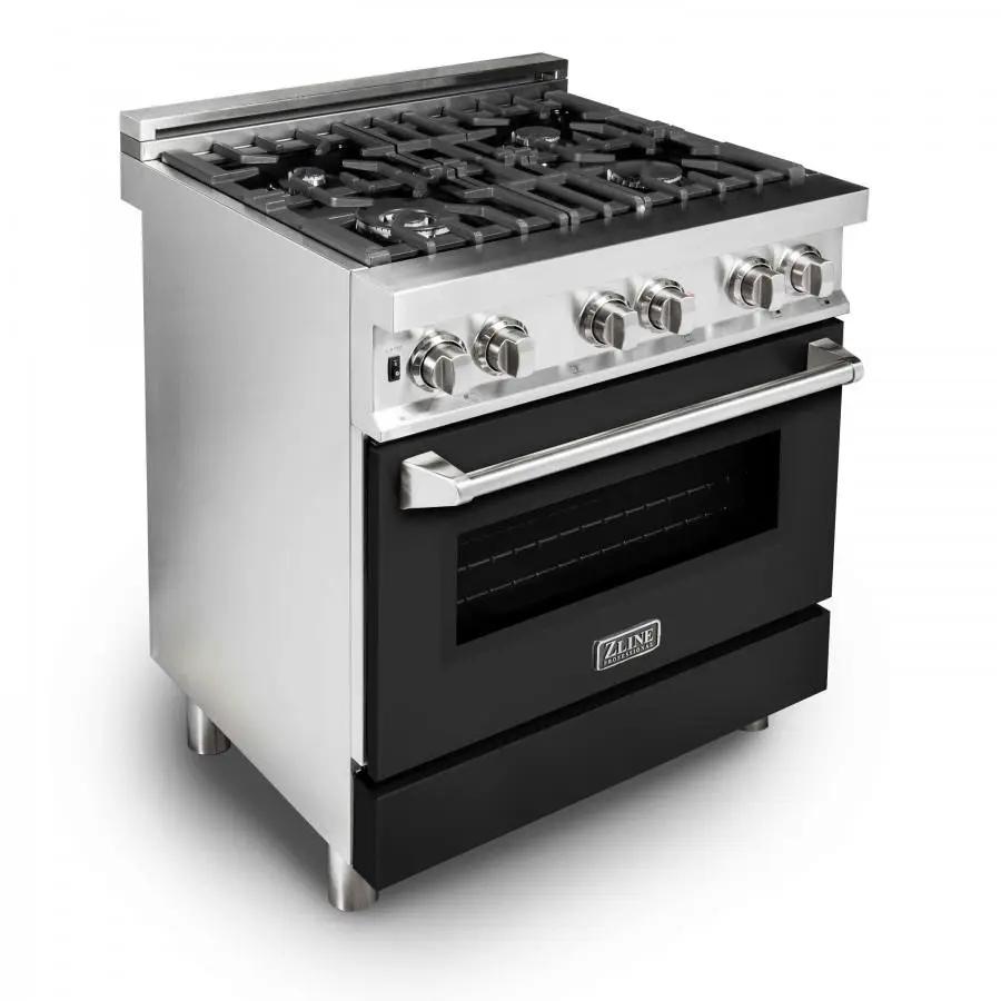 ZLINE 30" Professional Dual Fuel Range with Black Matte Door, RA-BLM-30 by Farmhouse Kitchen and Bath