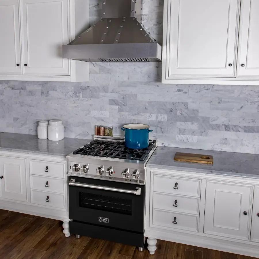 ZLINE 30" Professional Dual Fuel Range with Black Matte Door, RA-BLM-30 by Farmhouse Kitchen and Bath