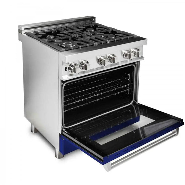 ZLINE 30" Professional Dual Fuel Range with Blue Gloss Door, RA-BG-30, photo 2 of 5