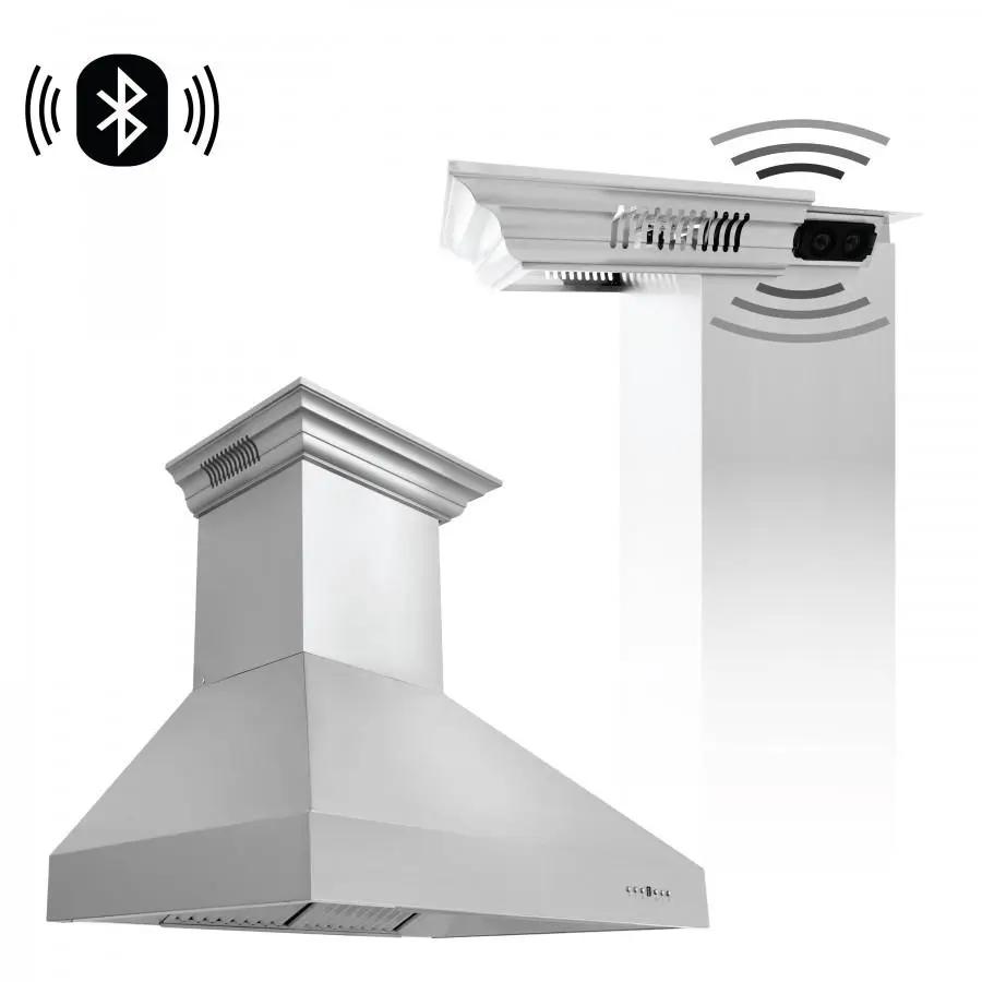 ZLINE 30" Professional Wall Range Hood, Built-in CrownSound® Bluetooth Speakers, 667CRN-BT-30 by Farmhouse Kitchen and Bath
