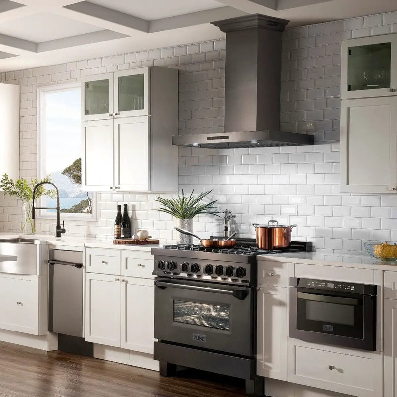 ZLINE 30" Range Hood, Black Stainless Steel, Speakers, BSKENCRN-BT-30 by Farmhouse Kitchen and Bath