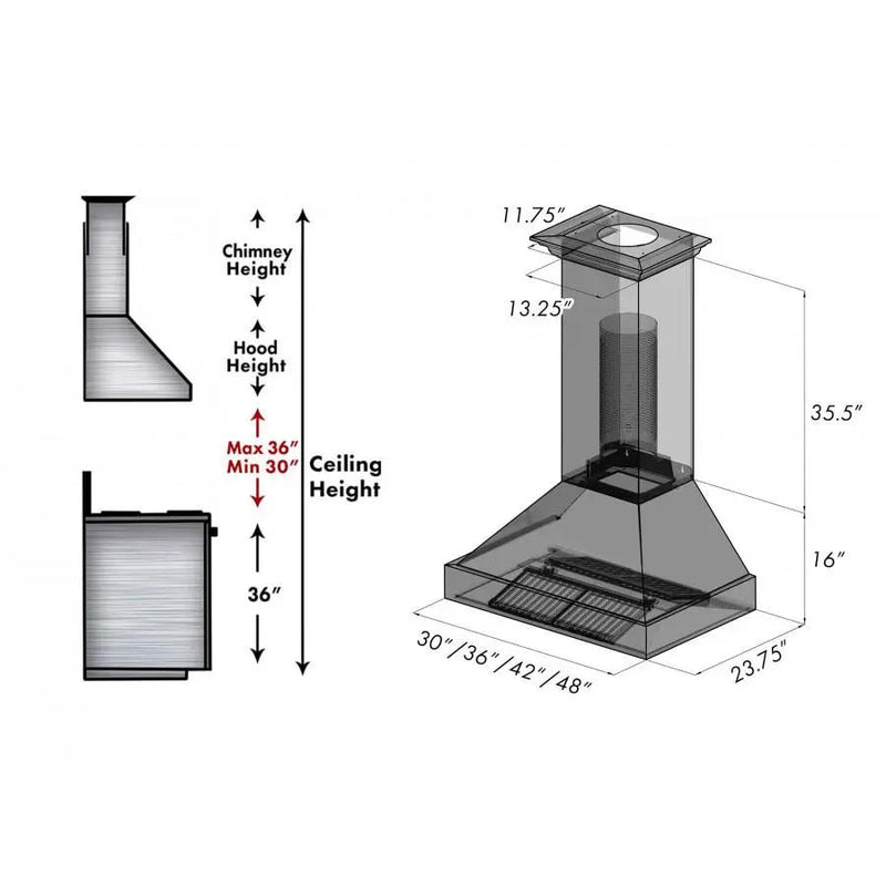 ZLINE 30" Snow Finish Stainless Range Hood with Snow Finish Shell, 8654SN-30 by Farmhouse Kitchen and Bath