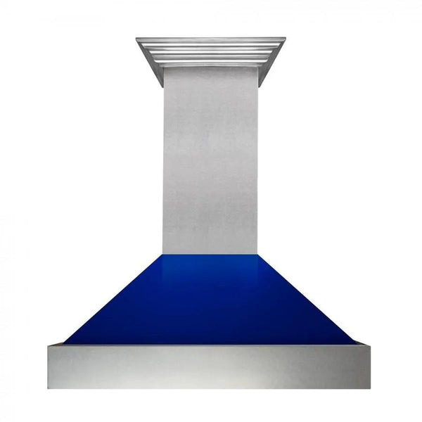 ZLINE 30" Snow Finish Wall Range Hood, Blue Gloss Shell, 8654BG-30