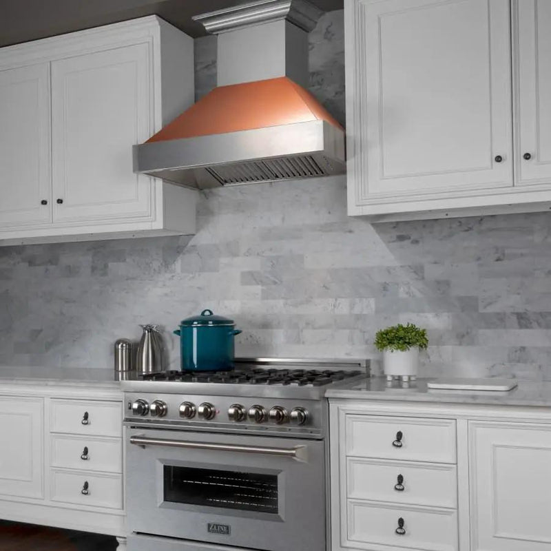 ZLINE 30" Snow Finish Wall Range Hood, Copper Shell, 8654C-30 by Farmhouse Kitchen and Bath