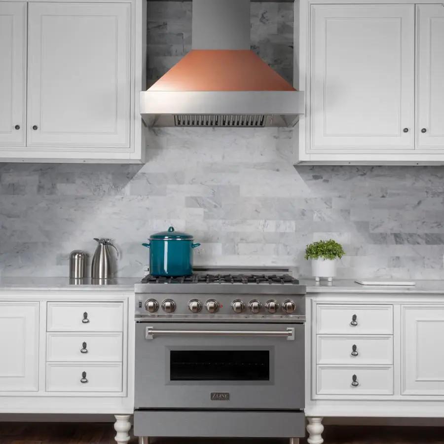 ZLINE 30" Snow Finish Wall Range Hood, Copper Shell, 8654C-30 by Farmhouse Kitchen and Bath