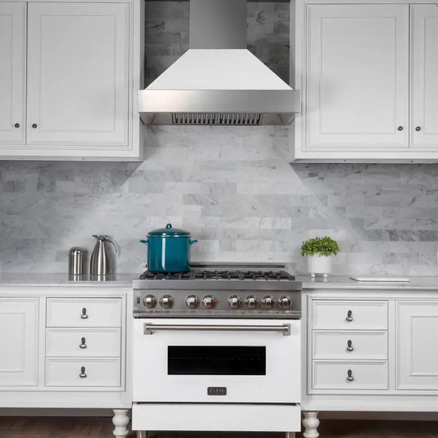 ZLINE 30" Snow Finish Wall Range Hood, White Matte Shell, 8654WM-30 by Farmhouse Kitchen and Bath