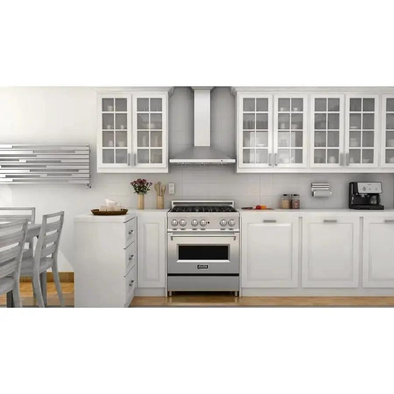 ZLINE 30" Stainless 4.0 cu.ft. 4 Gas Burner/Electric Oven Range RA30 by Farmhouse Kitchen and Bath