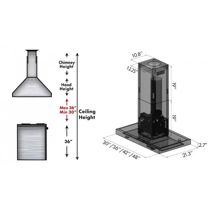 ZLINE 30" Stainless Steel Island Range Hood, KE2i-30 by Farmhouse Kitchen and Bath
