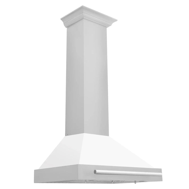 ZLINE 30" Stainless Steel Range Hood with White Matte Shell and Stainless Steel Handle KB4STX-WM-30 by Farmhouse Kitchen and Bath