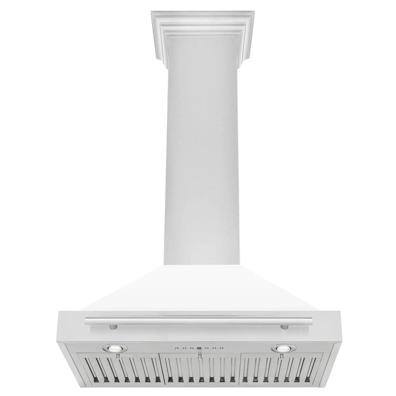 ZLINE 30" Stainless Steel Range Hood with White Matte Shell and Stainless Steel Handle KB4STX-WM-30 by Farmhouse Kitchen and Bath