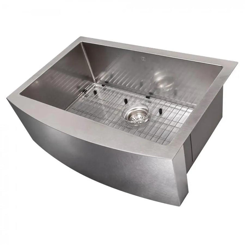 ZLINE 30" Undermount Single Bowl Apron Sink Stainless Steel, SAS-30S by Farmhouse Kitchen and Bath