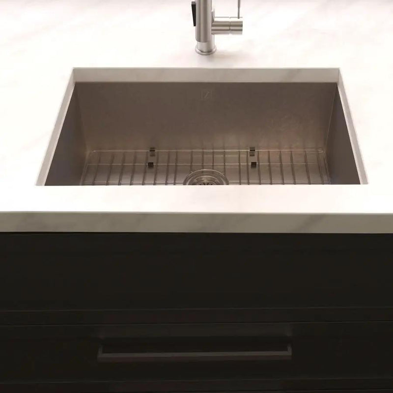 ZLINE 30" Undermount Single Bowl Sink DuraSnow Stainless Steel, SRS-30S by Farmhouse Kitchen and Bath