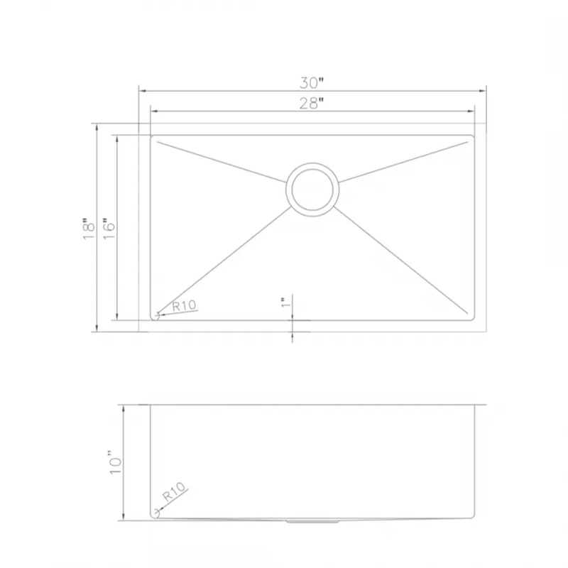 ZLINE 30" Undermount Single Bowl Sink in Stainless Steel, SRS-30 by Farmhouse Kitchen and Bath