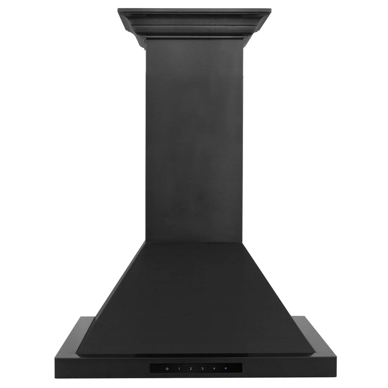 ZLINE 30" Wall Range Hood, Black Stainless, Crown Molding, BSKBNCRN-30 by Farmhouse Kitchen and Bath