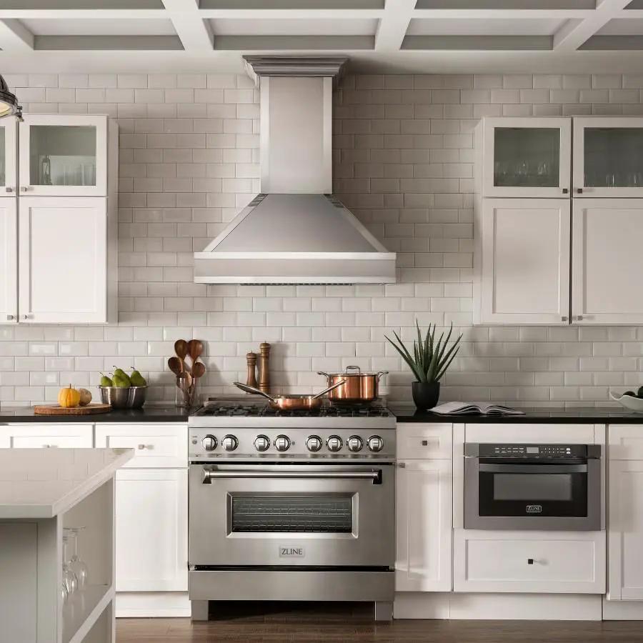 ZLINE 30" Wall Range Hood. DuraSnow Stainless, Mirror Accents, 655MR-30 by Farmhouse Kitchen and Bath