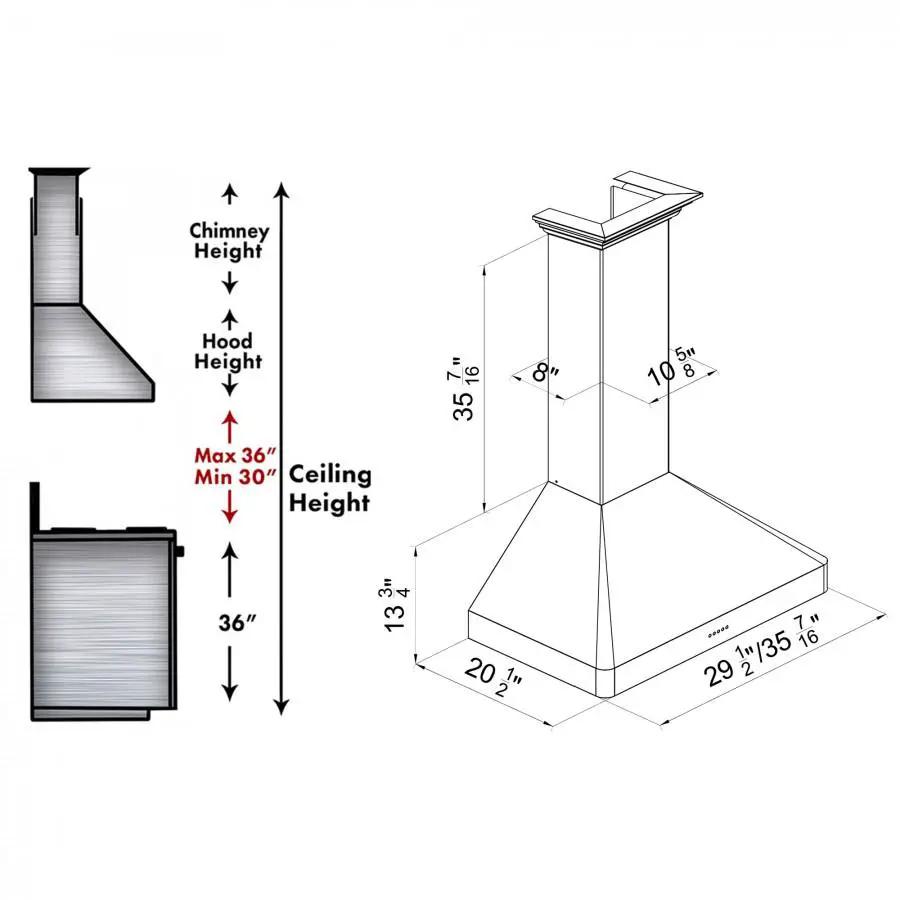ZLINE 30" Wall Range Hood, Snow Finished, Stainless Steel, 8KF2S-30 by Farmhouse Kitchen and Bath