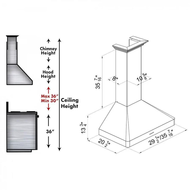 ZLINE 30" Wall Range Hood, Snow Finished, Stainless Steel, 8KF2S-30 by Farmhouse Kitchen and Bath