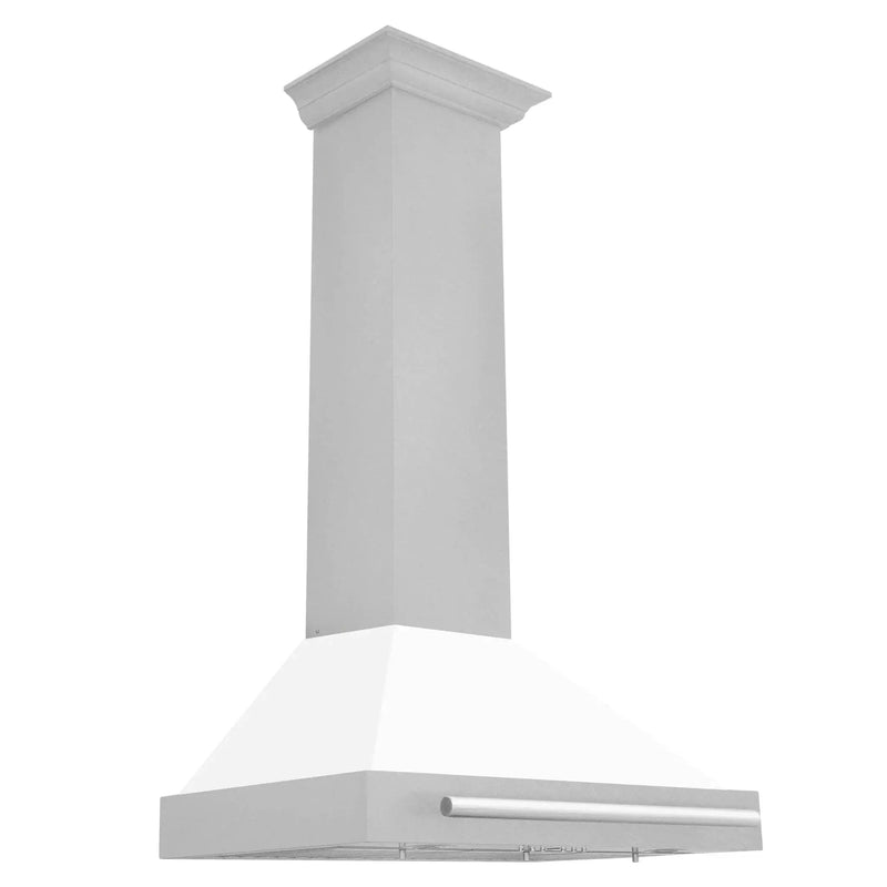 ZLINE 30" White Matte Range Hood, Stainless Steel Handle KB4SNX-WM-30 by Farmhouse Kitchen and Bath