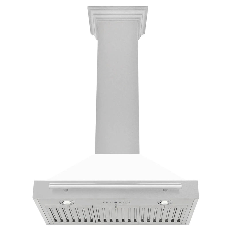 ZLINE 30" White Matte Range Hood, Stainless Steel Handle KB4SNX-WM-30 by Farmhouse Kitchen and Bath