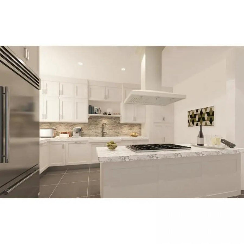ZLINE 30" Wooden Island Mount Range Hood in Cottage White, KBiTT-RD-30 by Farmhouse Kitchen and Bath