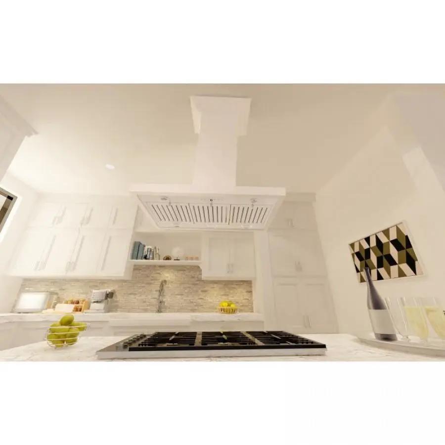 ZLINE 30" Wooden Island Mount Range Hood in Cottage White, KBiTT-RD-30 by Farmhouse Kitchen and Bath