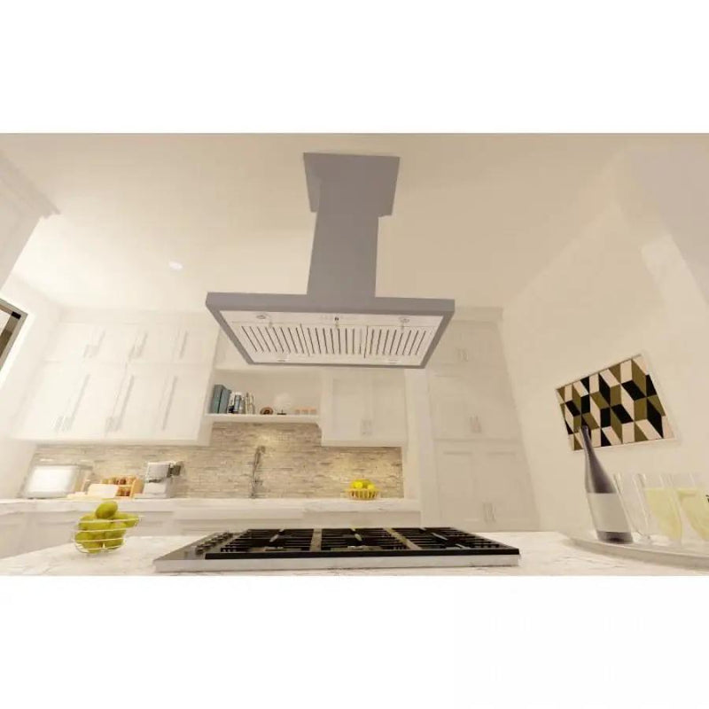 ZLINE 30" Wooden Island Mount Range Hood in Gray, KBiUU-RS-30-400 by Farmhouse Kitchen and Bath