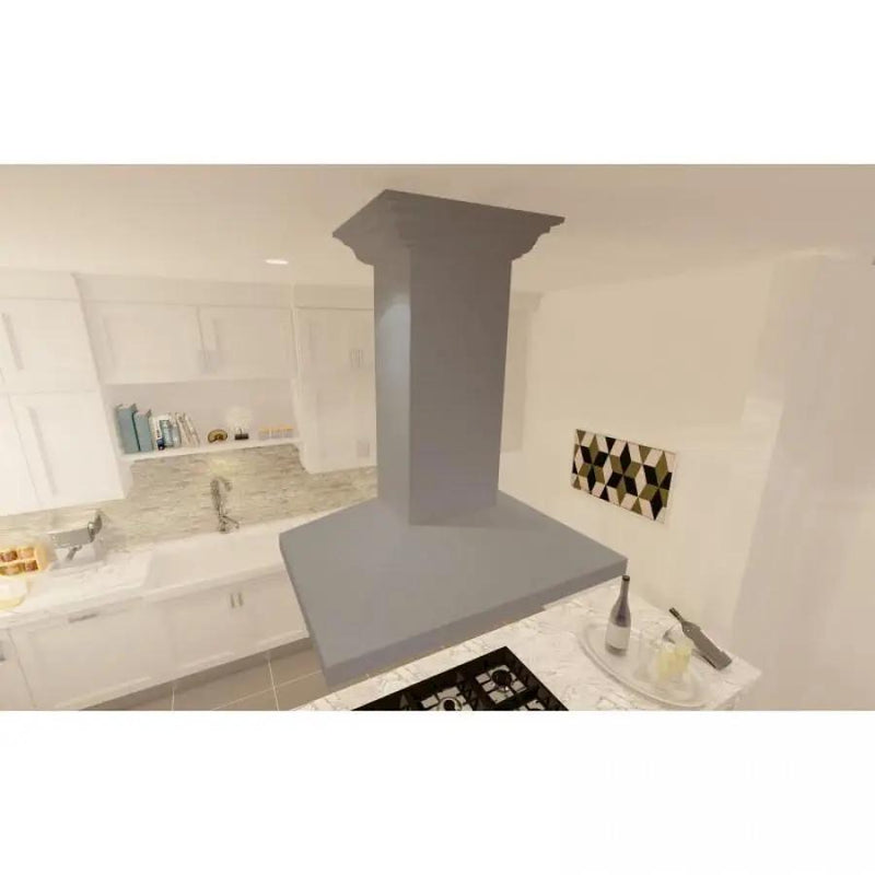 ZLINE 30" Wooden Island Mount Range Hood in Gray, KBiUU-RS-30-400 by Farmhouse Kitchen and Bath