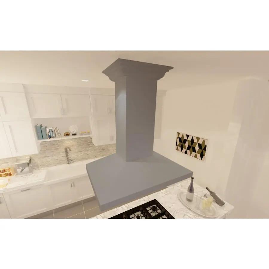 ZLINE 30" Wooden Island Range Hood in Gray, KBiUU-30 by Farmhouse Kitchen and Bath