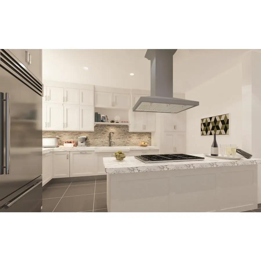 ZLINE 30" Wooden Island Range Hood in Gray, KBiUU-30 by Farmhouse Kitchen and Bath