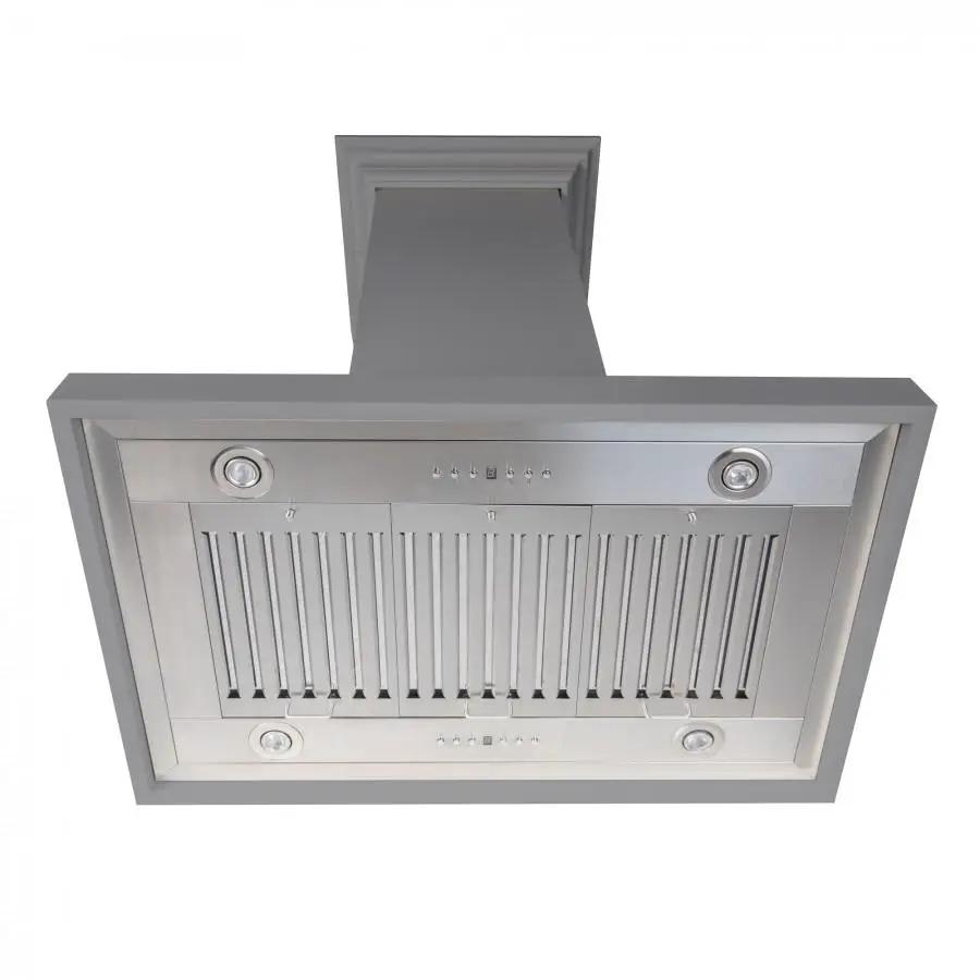 ZLINE 30" Wooden Island Range Hood in Gray, KBiUU-30 by Farmhouse Kitchen and Bath
