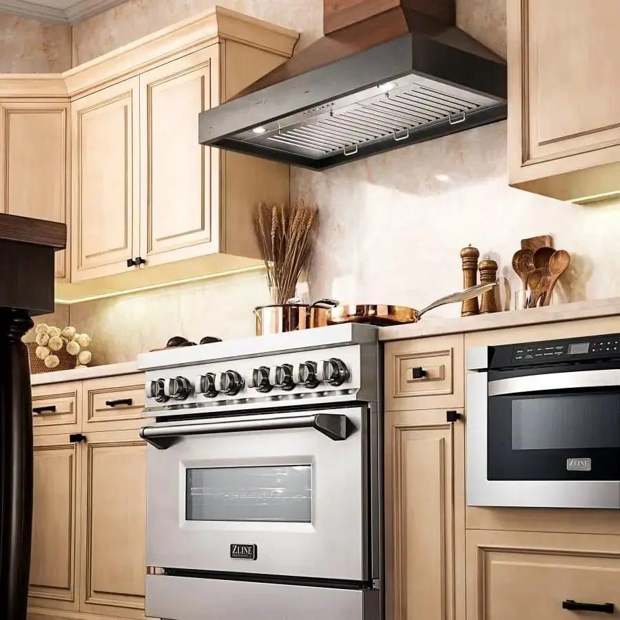 ZLINE 30" Wooden Wall Range Hood, Crown Molding KBAR-30 by Farmhouse Kitchen and Bath