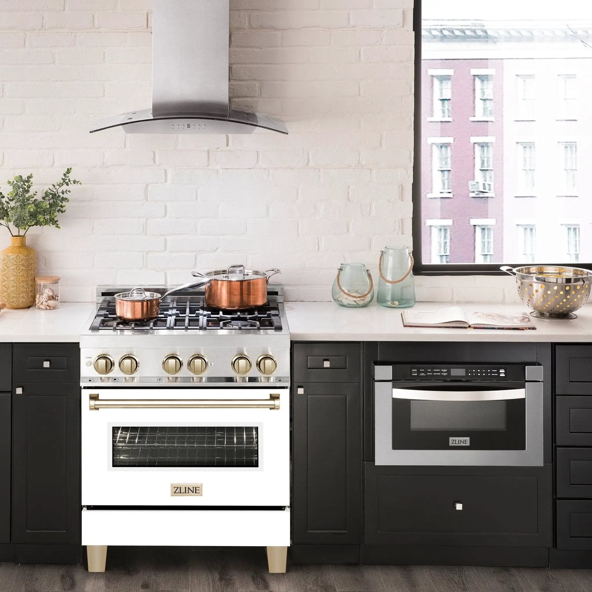 ZLINE 30"Autograph, Dual Fuel Range, Stainless, Gold Accents, RAZ-WM-30-G by Farmhouse Kitchen and Bath