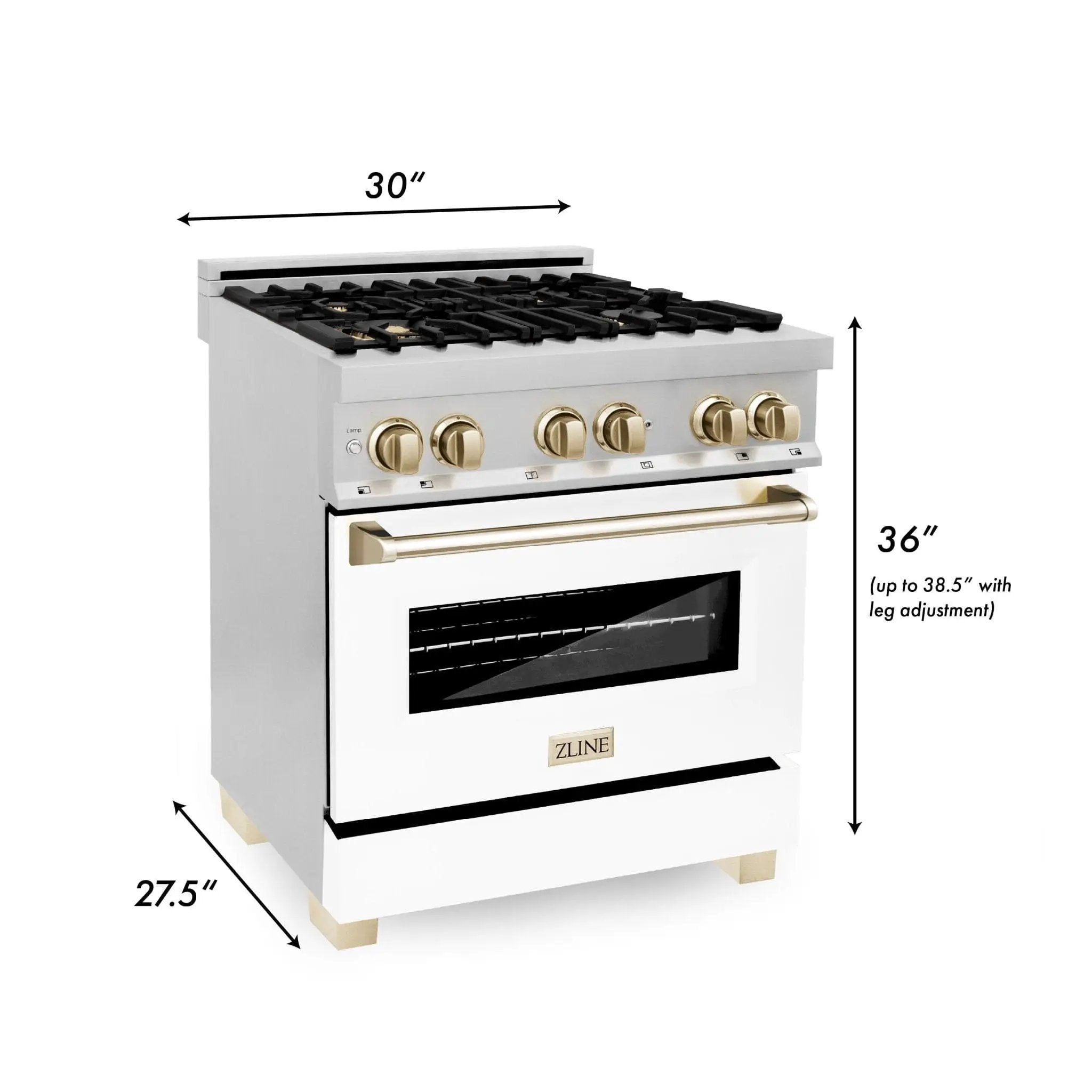ZLINE 30"Autograph, Dual Fuel Range, Stainless, Gold Accents, RAZ-WM-30-G by Farmhouse Kitchen and Bath