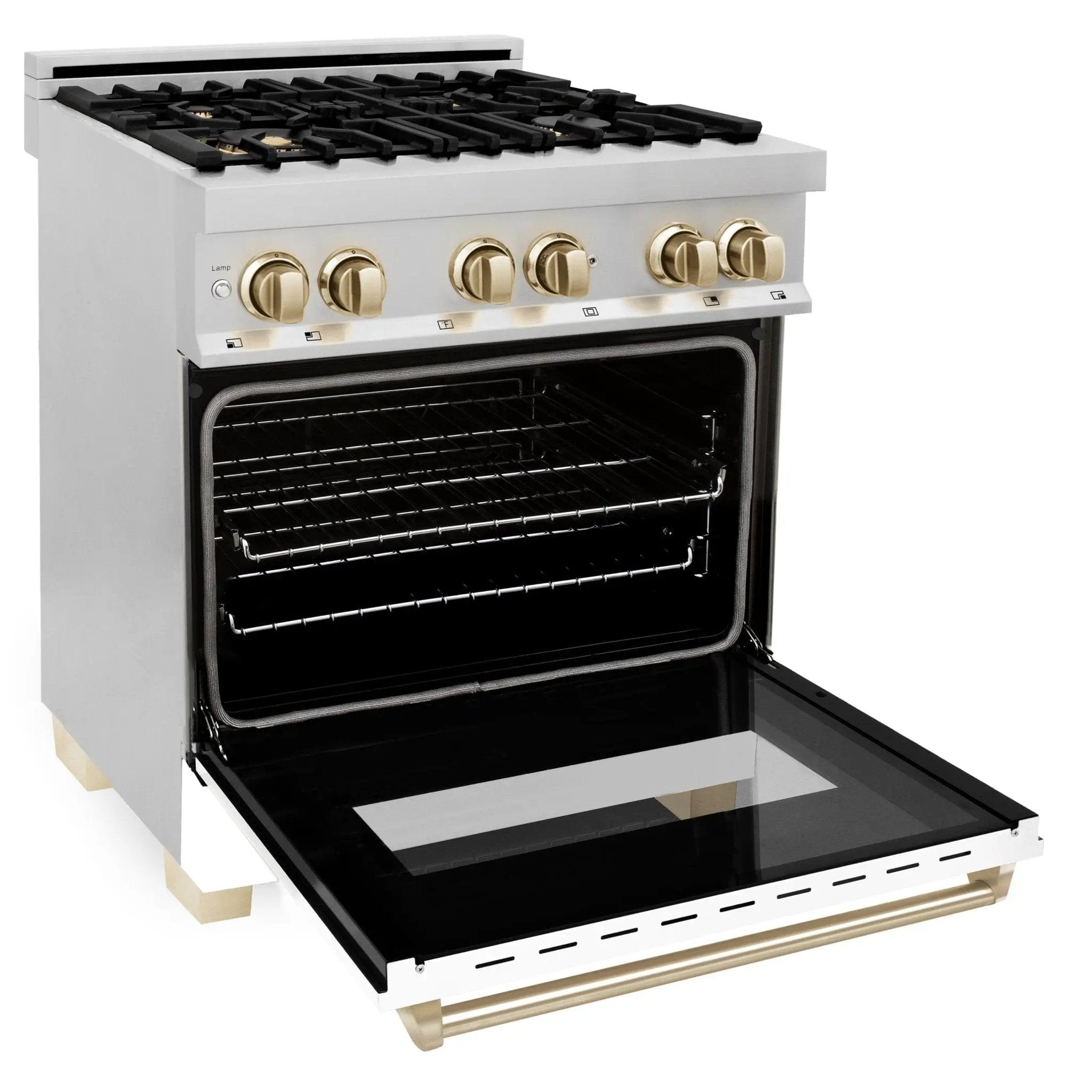 ZLINE 30"Autograph, Dual Fuel Range, Stainless, Gold Accents, RAZ-WM-30-G by Farmhouse Kitchen and Bath