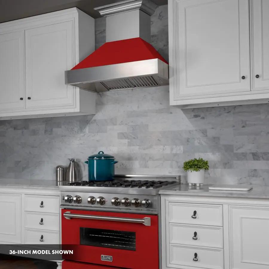 ZLINE 30"Professional Dual Fuel Range, Snow Stainless, Red Matte Door, RAS-RM-30 by Farmhouse Kitchen and Bath
