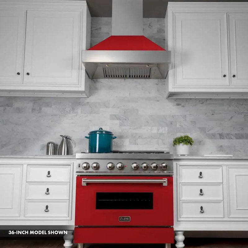 ZLINE 30"Professional Dual Fuel Range, Snow Stainless, Red Matte Door, RAS-RM-30 by Farmhouse Kitchen and Bath