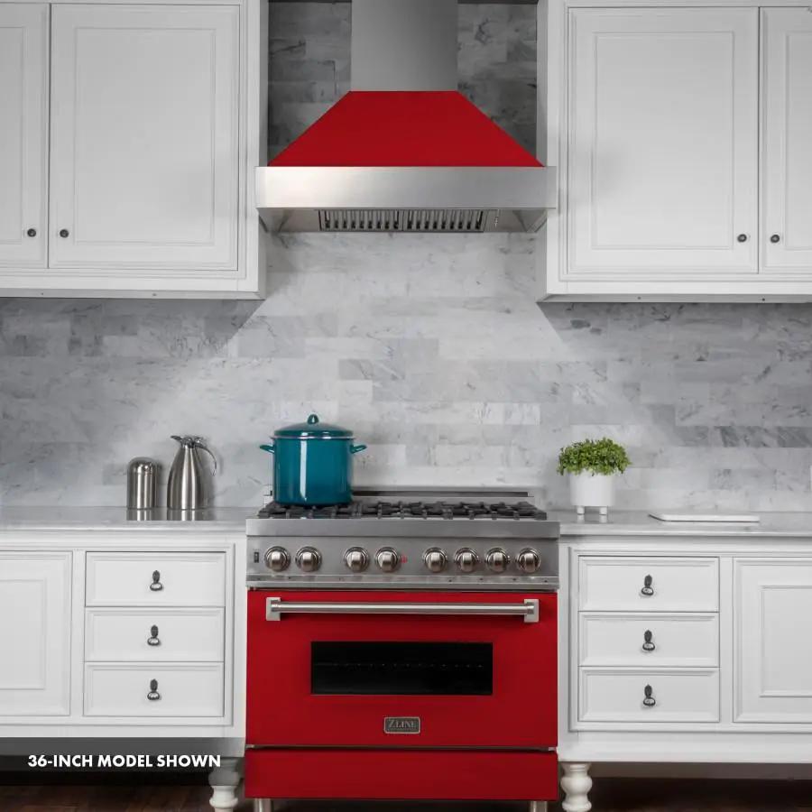 ZLINE 30"Professional Dual Fuel Range, Snow Stainless, Red Matte Door, RAS-RM-30 by Farmhouse Kitchen and Bath