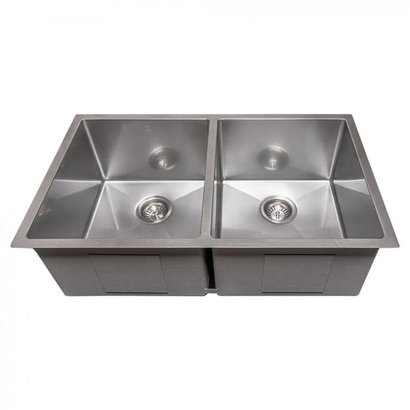 ZLINE 33" Undermount Double Bowl Sink Stainless Steel, SR50D-33S by Farmhouse Kitchen and Bath