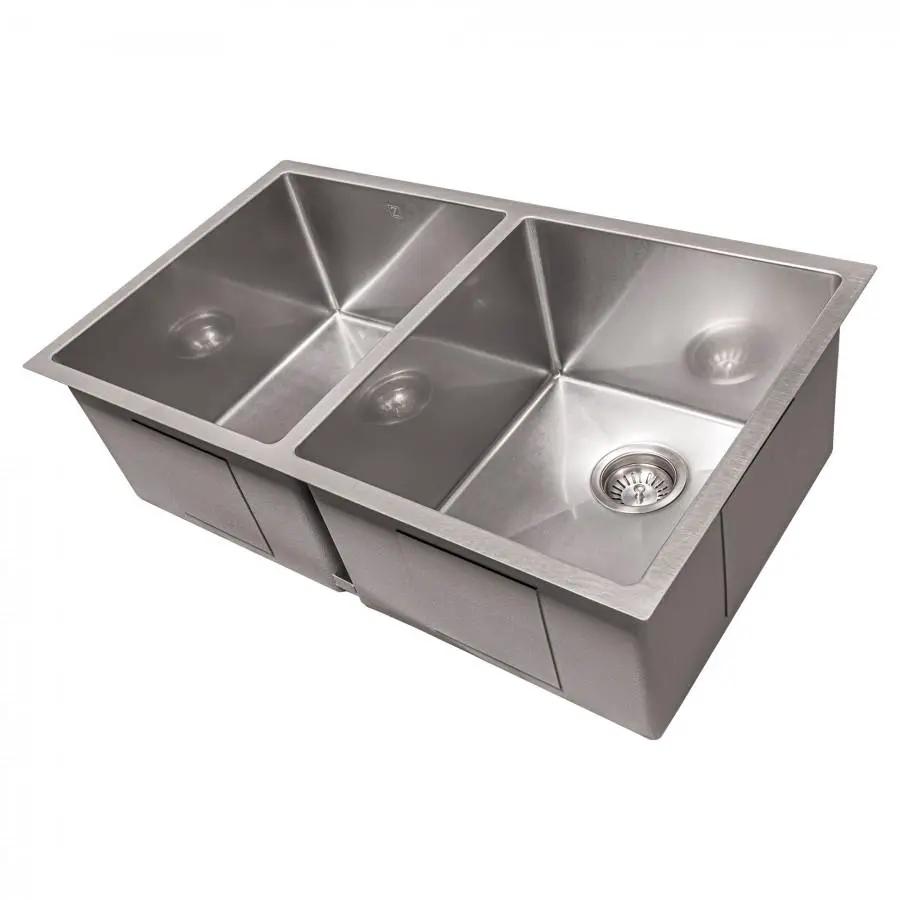 ZLINE 33" Undermount Double Bowl Sink Stainless Steel, SR50D-33S by Farmhouse Kitchen and Bath