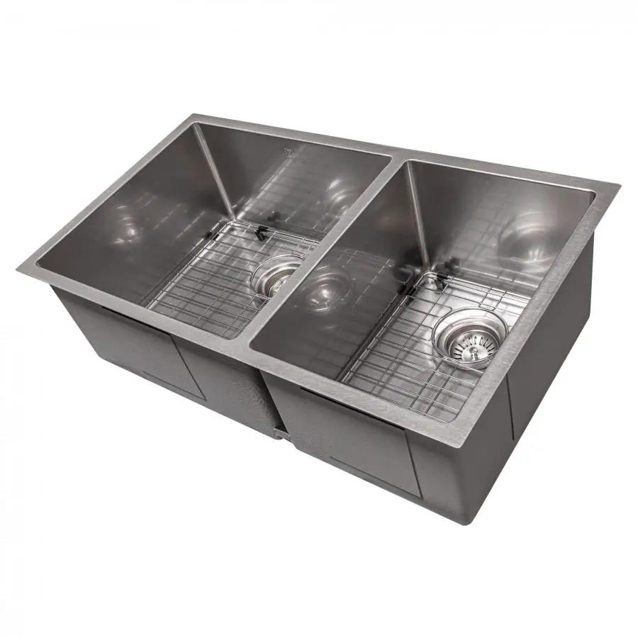 ZLINE 33" Undermount Double Bowl Sink Stainless Steel, SR60D-33S by Farmhouse Kitchen and Bath