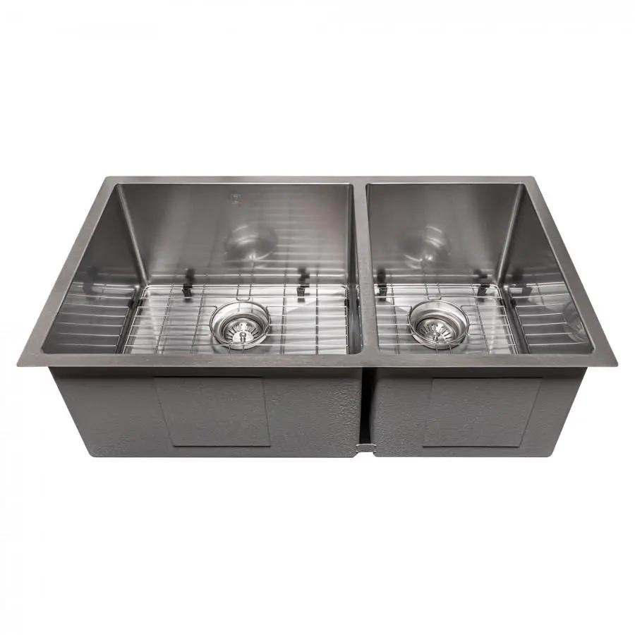 ZLINE 33" Undermount Double Bowl Sink Stainless Steel, SR60D-33S by Farmhouse Kitchen and Bath
