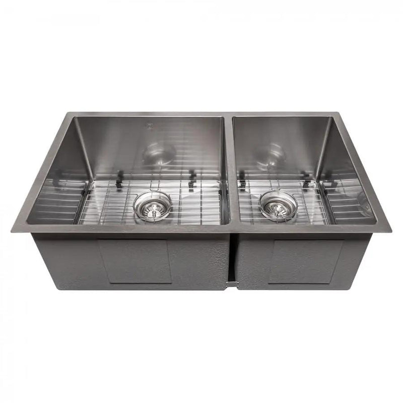 ZLINE 33" Undermount Double Bowl Sink Stainless Steel, SR60D-33S by Farmhouse Kitchen and Bath