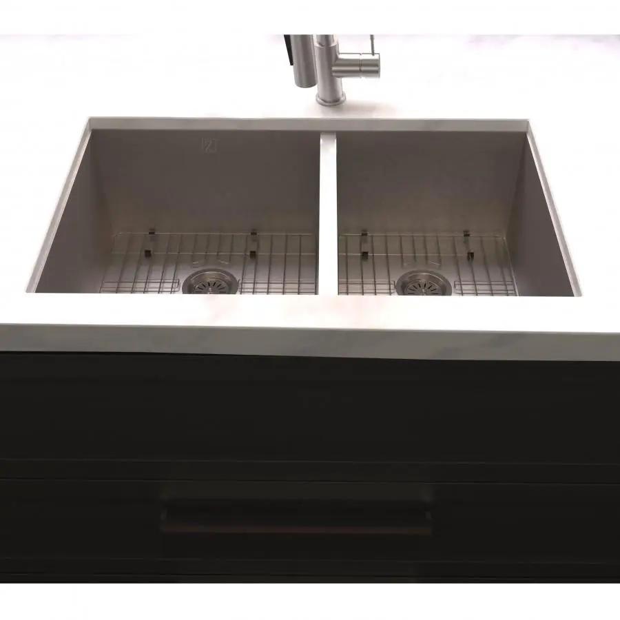 ZLINE 33" Undermount Double Bowl Sink Stainless Steel, SR60D-33S by Farmhouse Kitchen and Bath