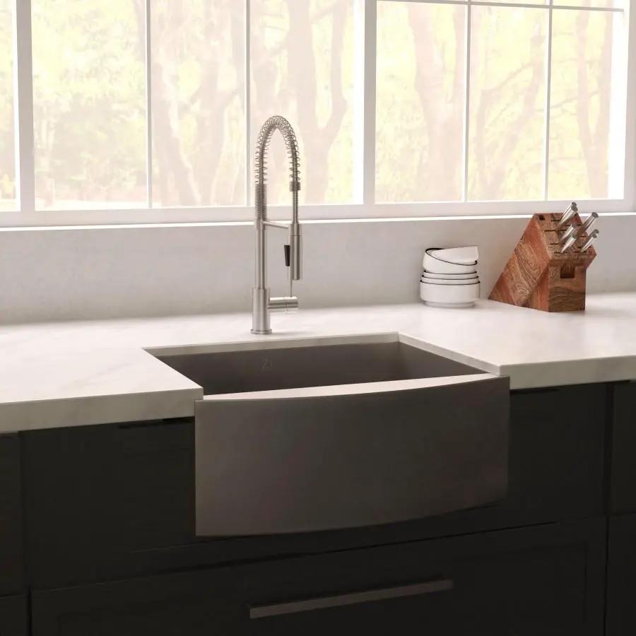 ZLINE 33" Undermount Single Bowl Apron Sink Stainless Steel, SAS-33S by Farmhouse Kitchen and Bath