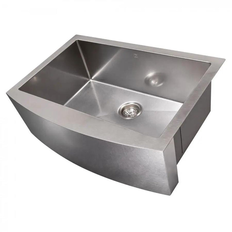 ZLINE 33" Undermount Single Bowl Apron Sink Stainless Steel, SAS-33S by Farmhouse Kitchen and Bath