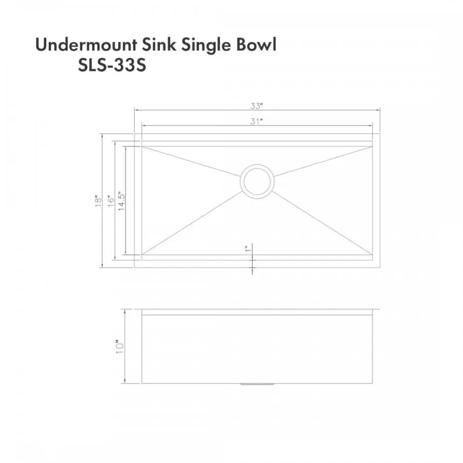 ZLINE 33" Undermount Single Bowl Ledge Sink Stainless Steel, SLS-33S by Farmhouse Kitchen and Bath