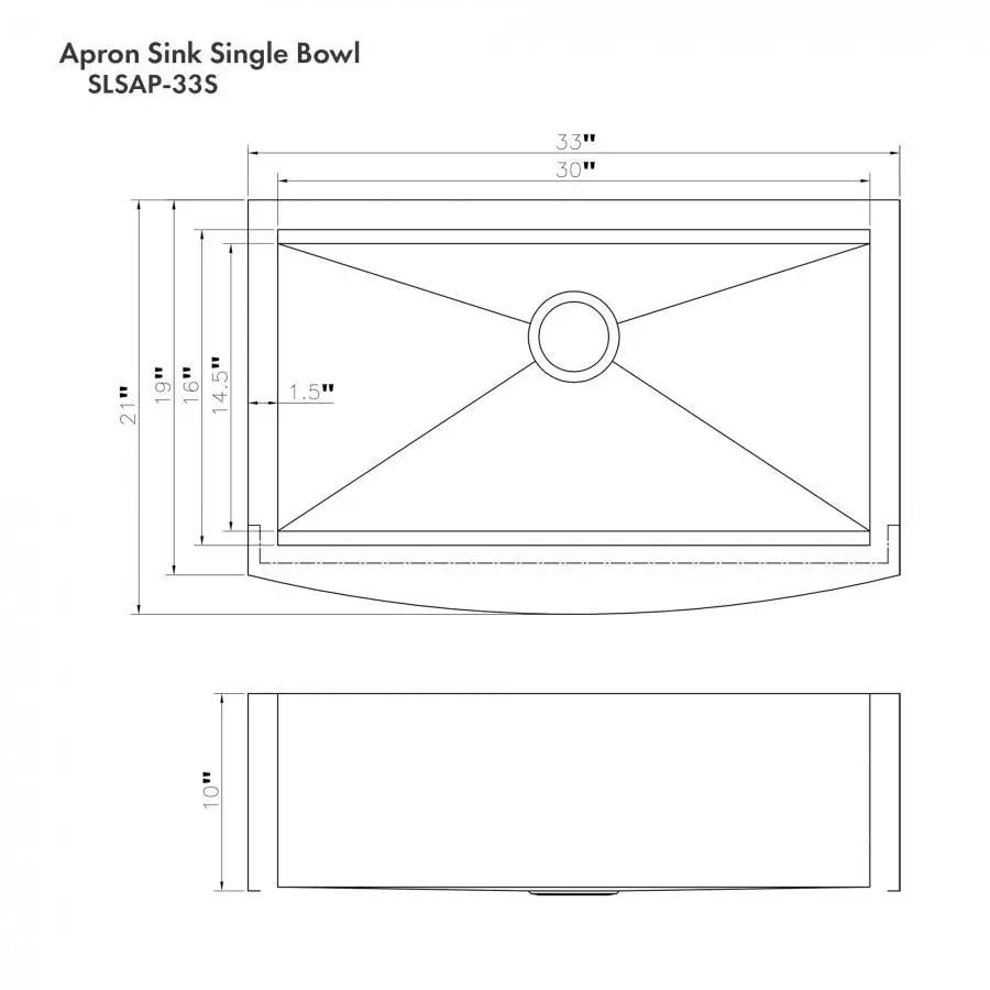 ZLINE 33" Undermount Single Bowl Ledge Sink Stainless Steel, SLSAP-33 by Farmhouse Kitchen and Bath