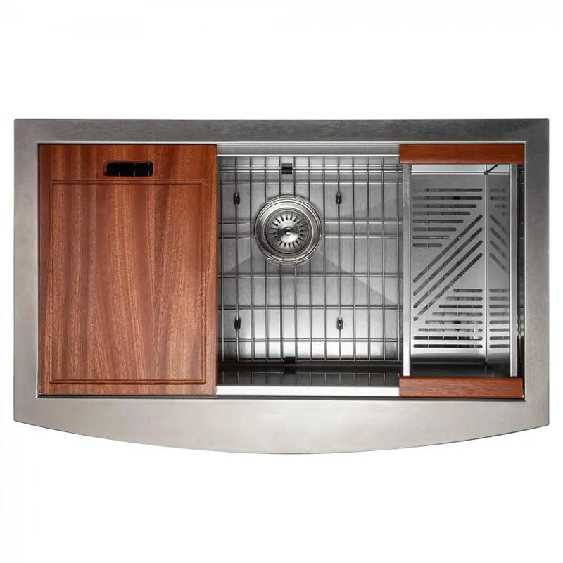 ZLINE 33" Undermount Single Bowl Ledge Sink Stainless Steel, SLSAP-33 by Farmhouse Kitchen and Bath